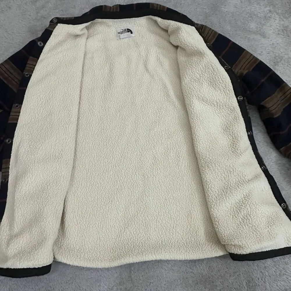 The North Face Men's Campshire Sherpa Lined Shirt Jacket Size L Brown Plaid